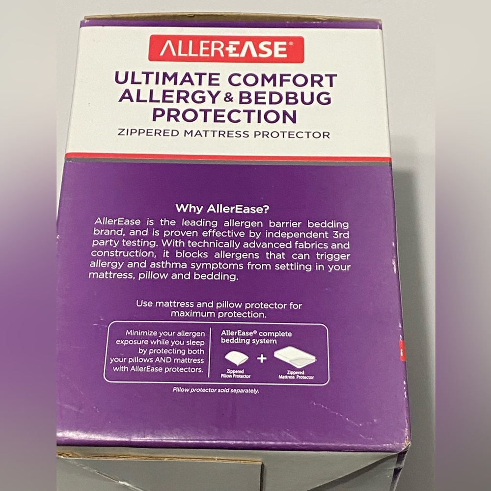 Allerease Allergy & Bedbug Protection Zippered Mattress Protector Full Size - Picture 6 of 12